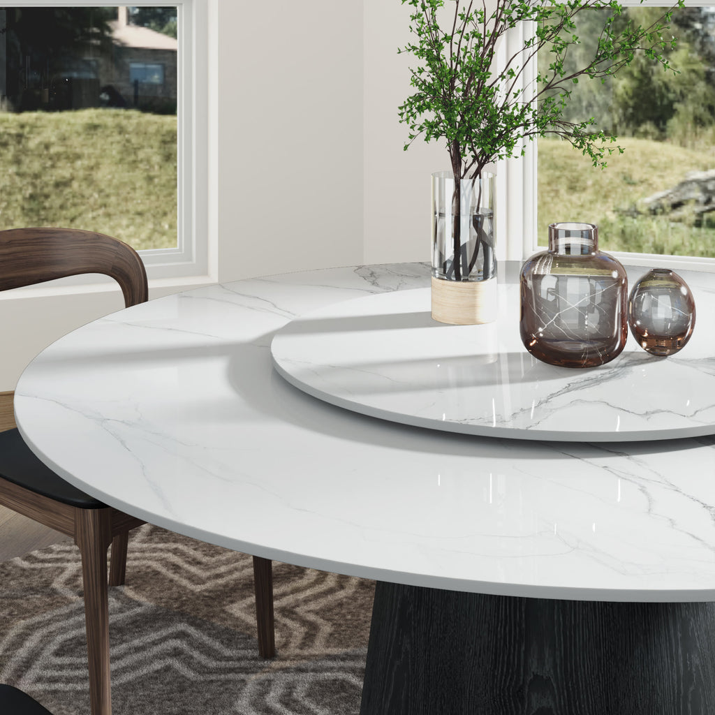 Calen Black Solid Wood Pedestal Round Dining Table  - image 56