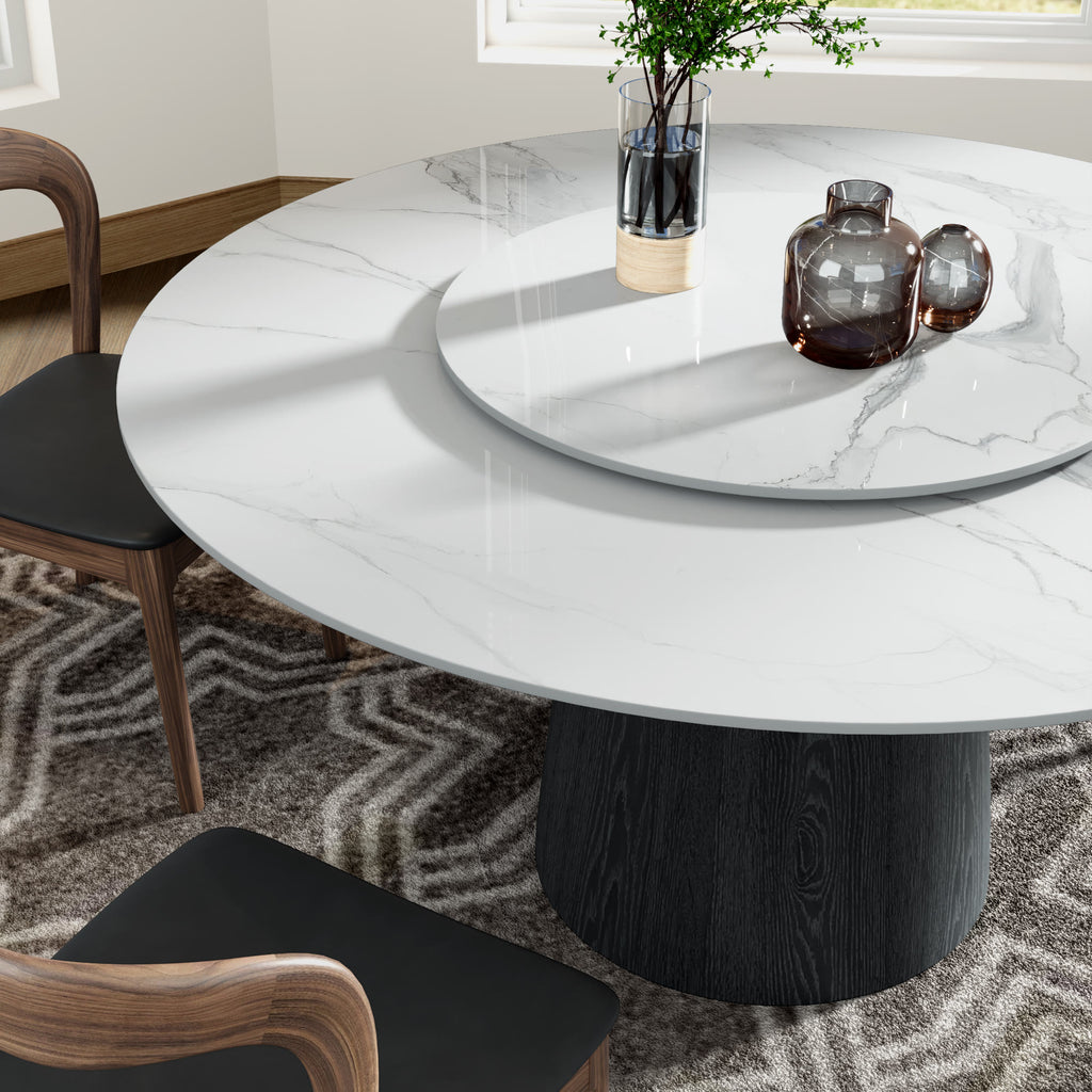 Calen Black Solid Wood Pedestal Round Dining Table  - image 53
