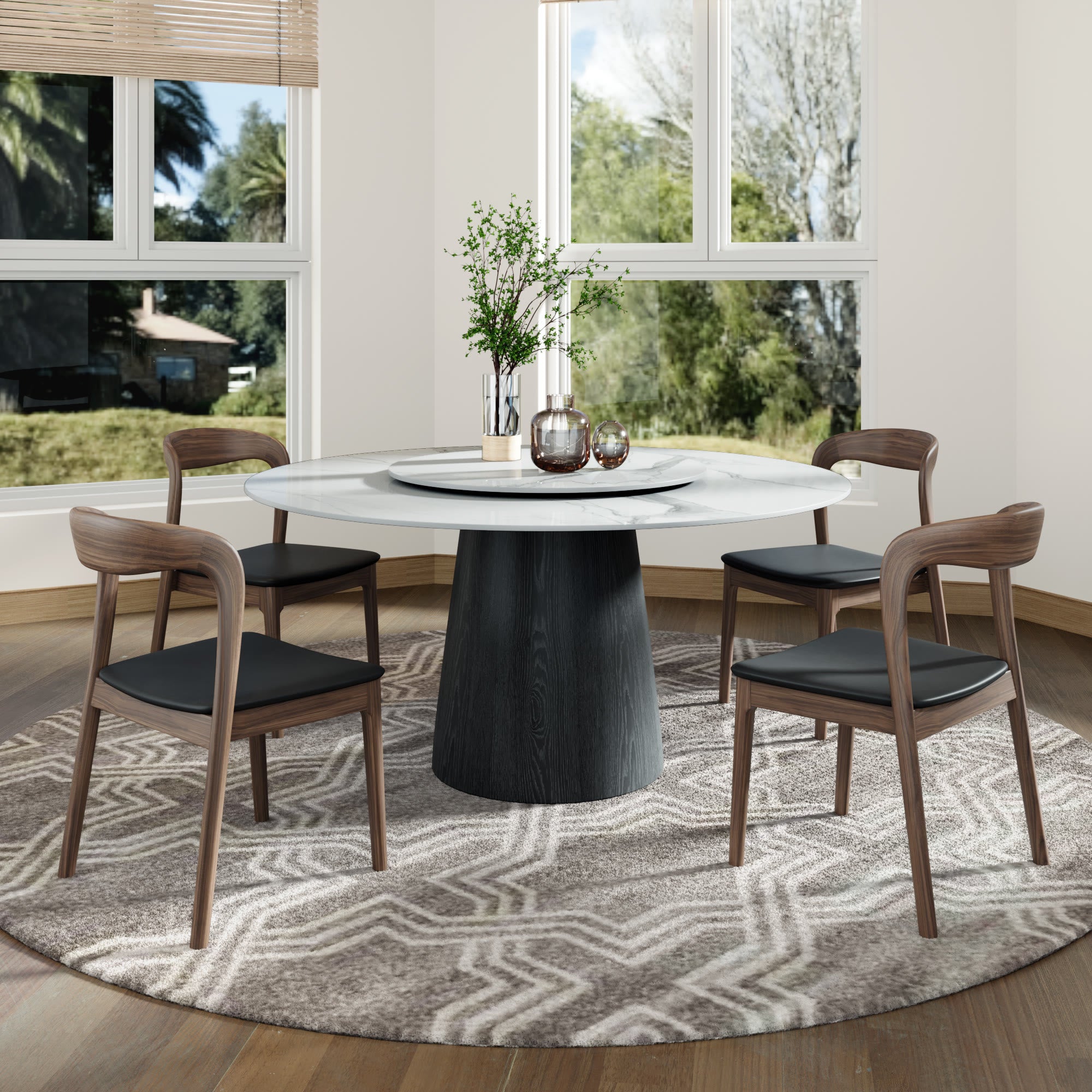 Calen Black Solid Wood Pedestal Round Dining Table  - image 55