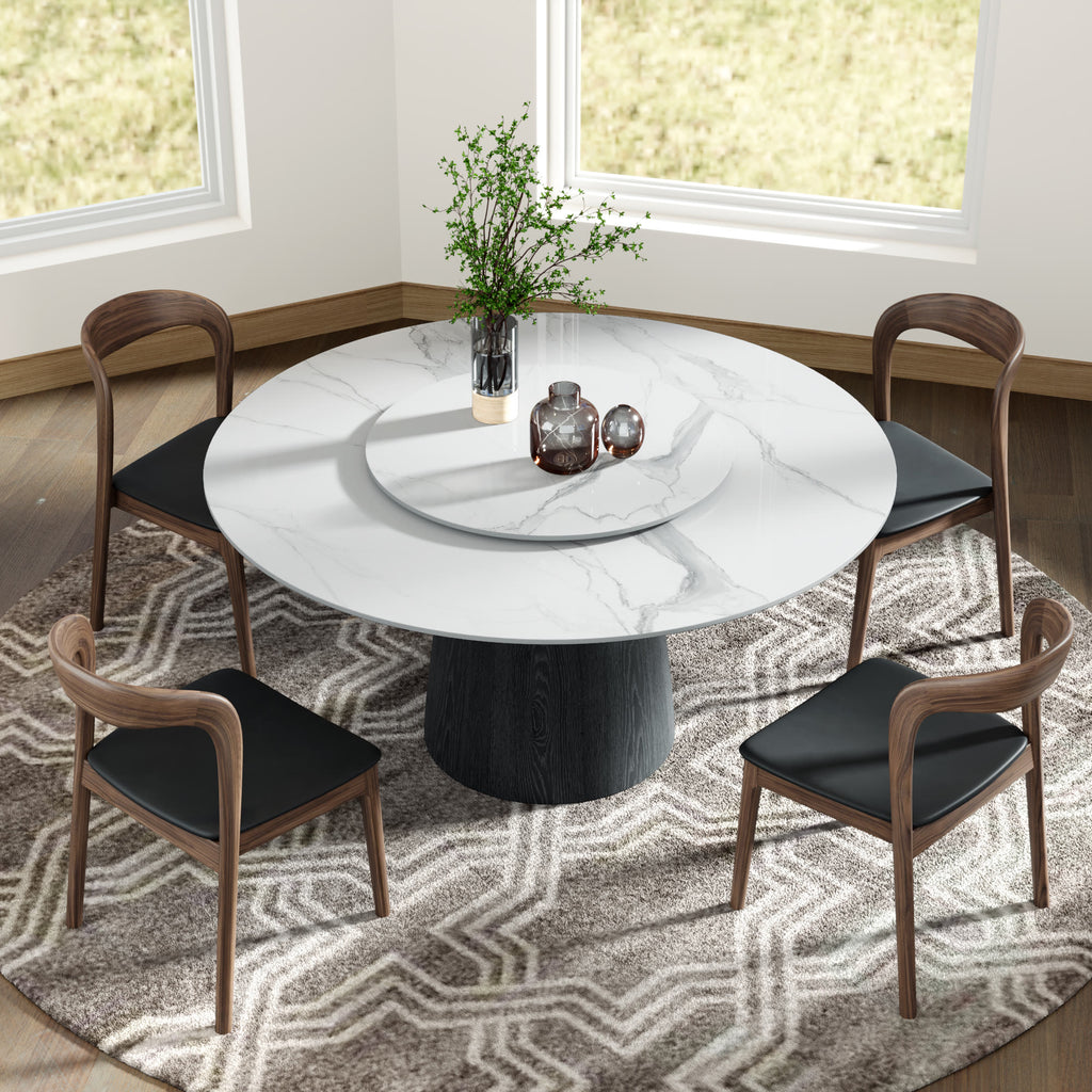 Calen Black Solid Wood Pedestal Round Dining Table  - image 54