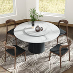 Calen Black Solid Wood Pedestal Round Dining Table  - image 54