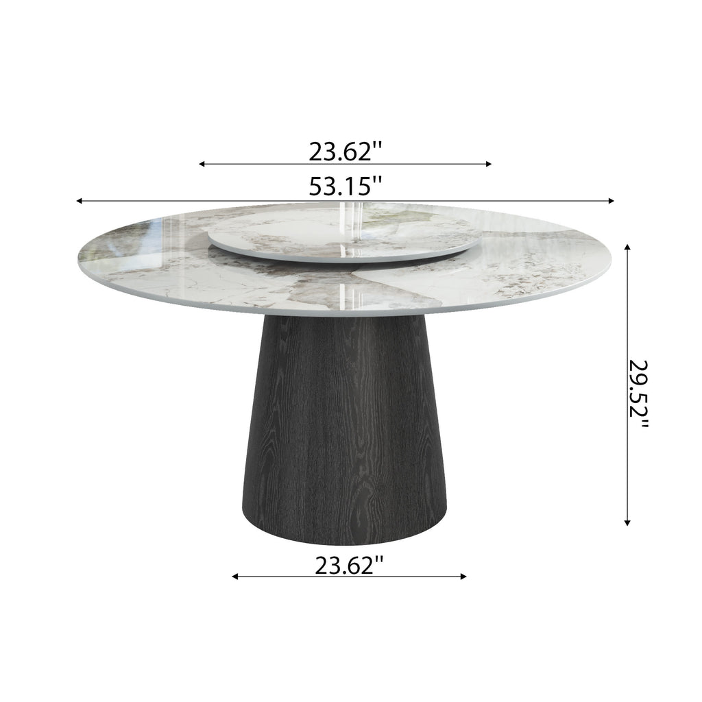 Calen Black Solid Wood Pedestal Round Dining Table  - image 58