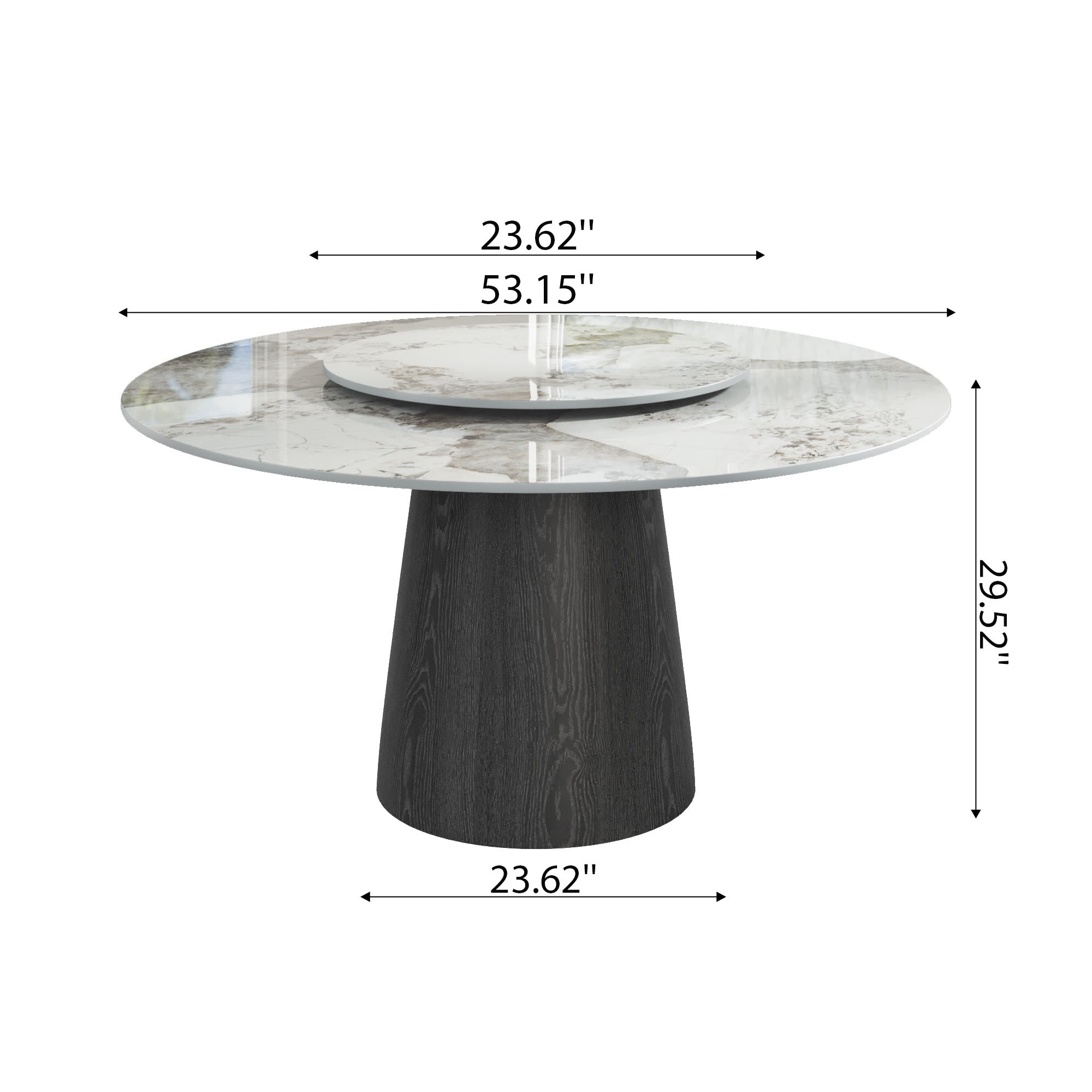 Calen Black Solid Wood Pedestal Round Dining Table  - image 58