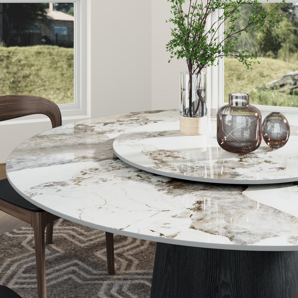 Calen Black Solid Wood Pedestal Round Dining Table  - image 63