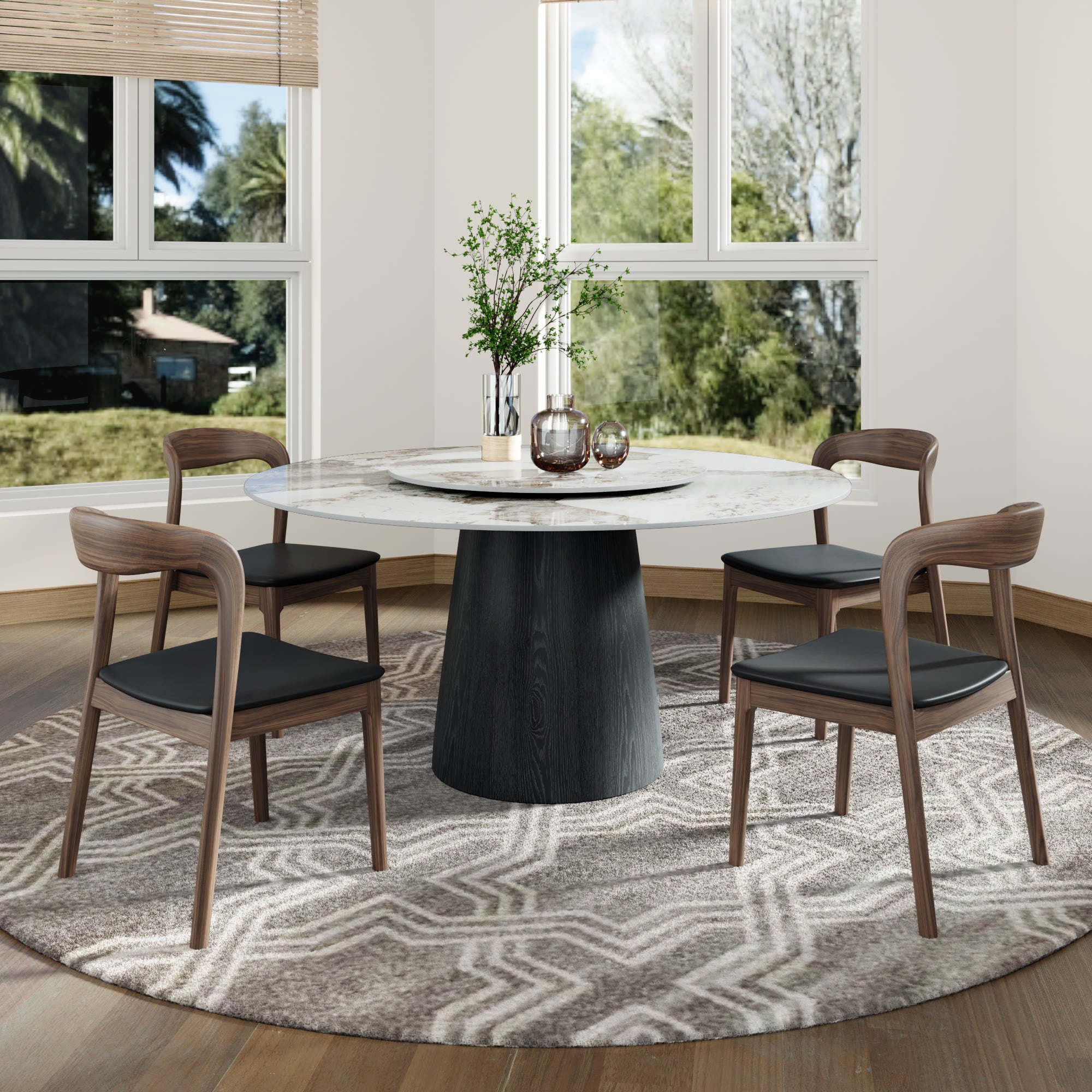 Calen Black Solid Wood Pedestal Round Dining Table  - image 62