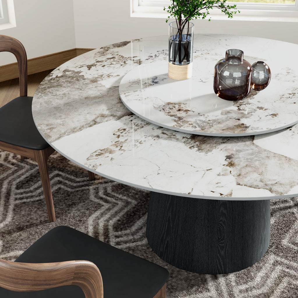 Calen Black Solid Wood Pedestal Round Dining Table  - image 60