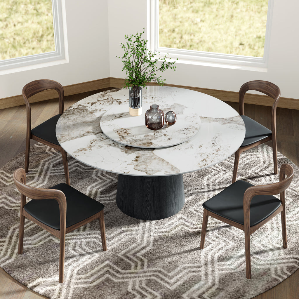 Calen Black Solid Wood Pedestal Round Dining Table  - image 61