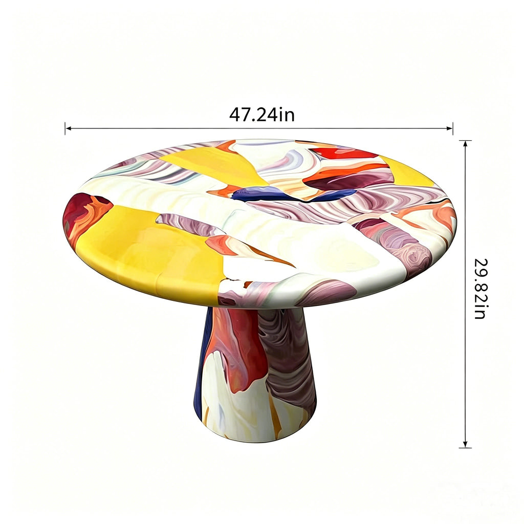 Hand-Painted Artistic Solid Wood Round Dining Table - image 16