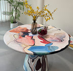Hand-Painted Artistic Solid Wood Round Dining Table - image 4