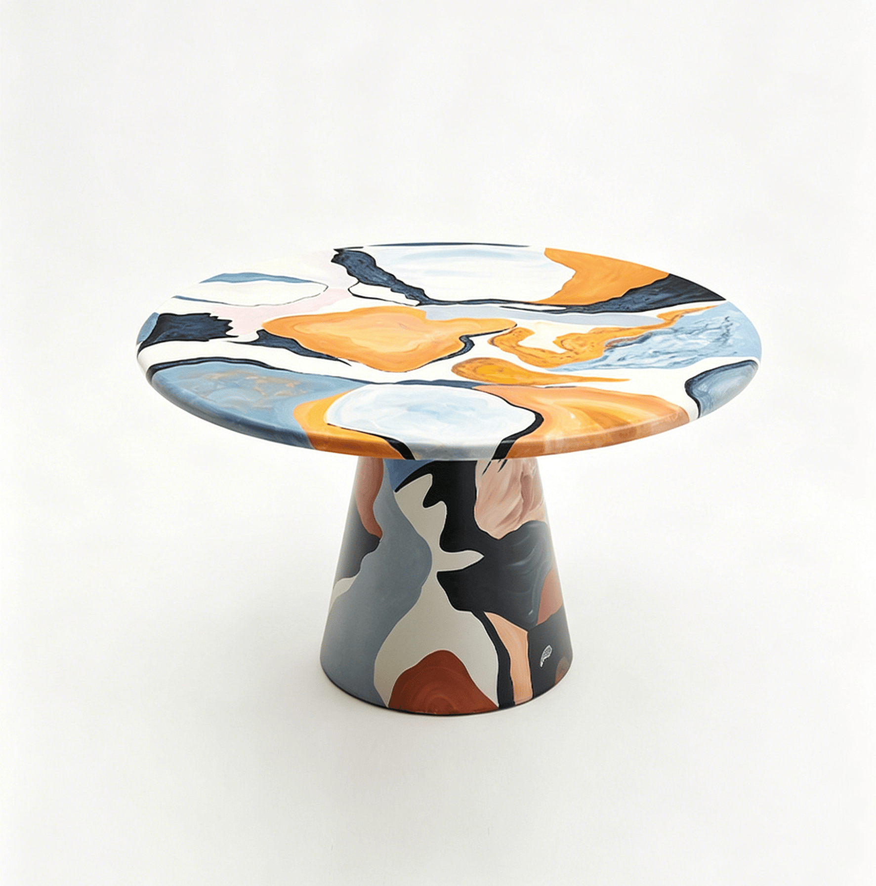 Hand-Painted Artistic Solid Wood Round Dining Table - image 9