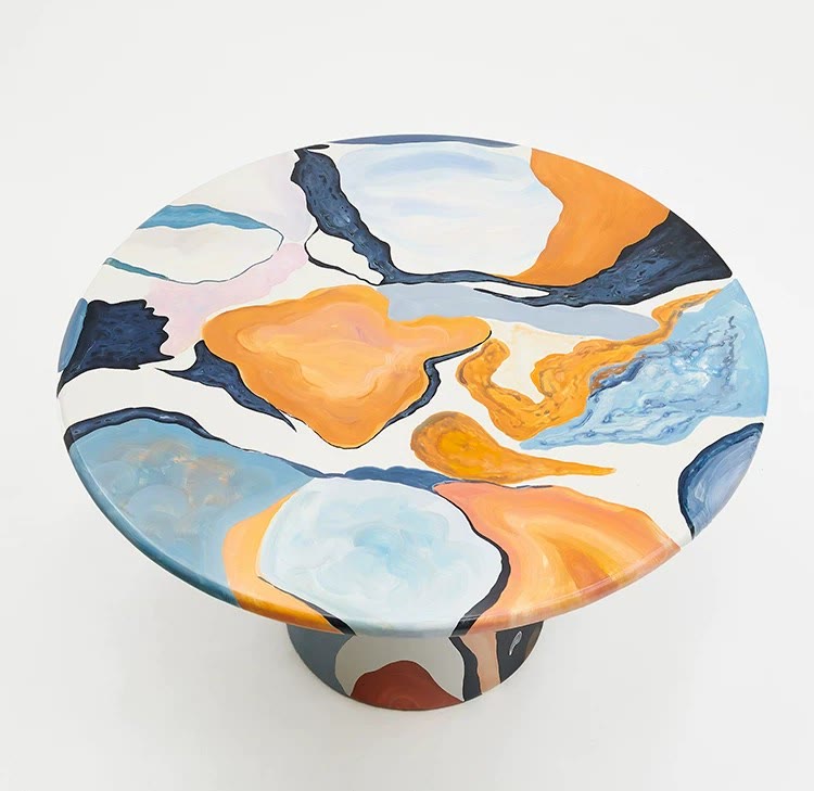 Hand-Painted Artistic Solid Wood Round Dining Table - image 10
