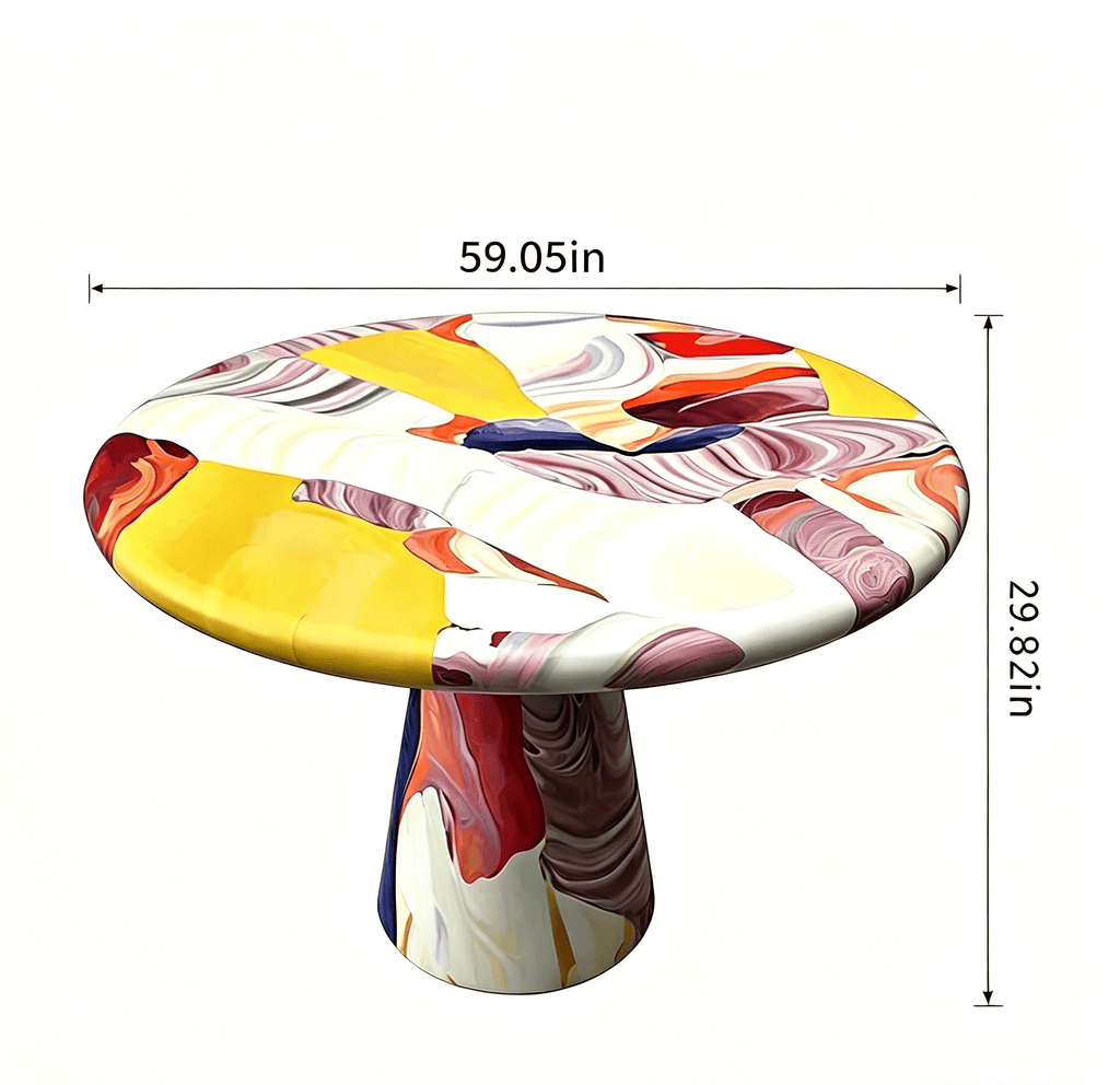 Hand-Painted Artistic Solid Wood Round Dining Table - image 18