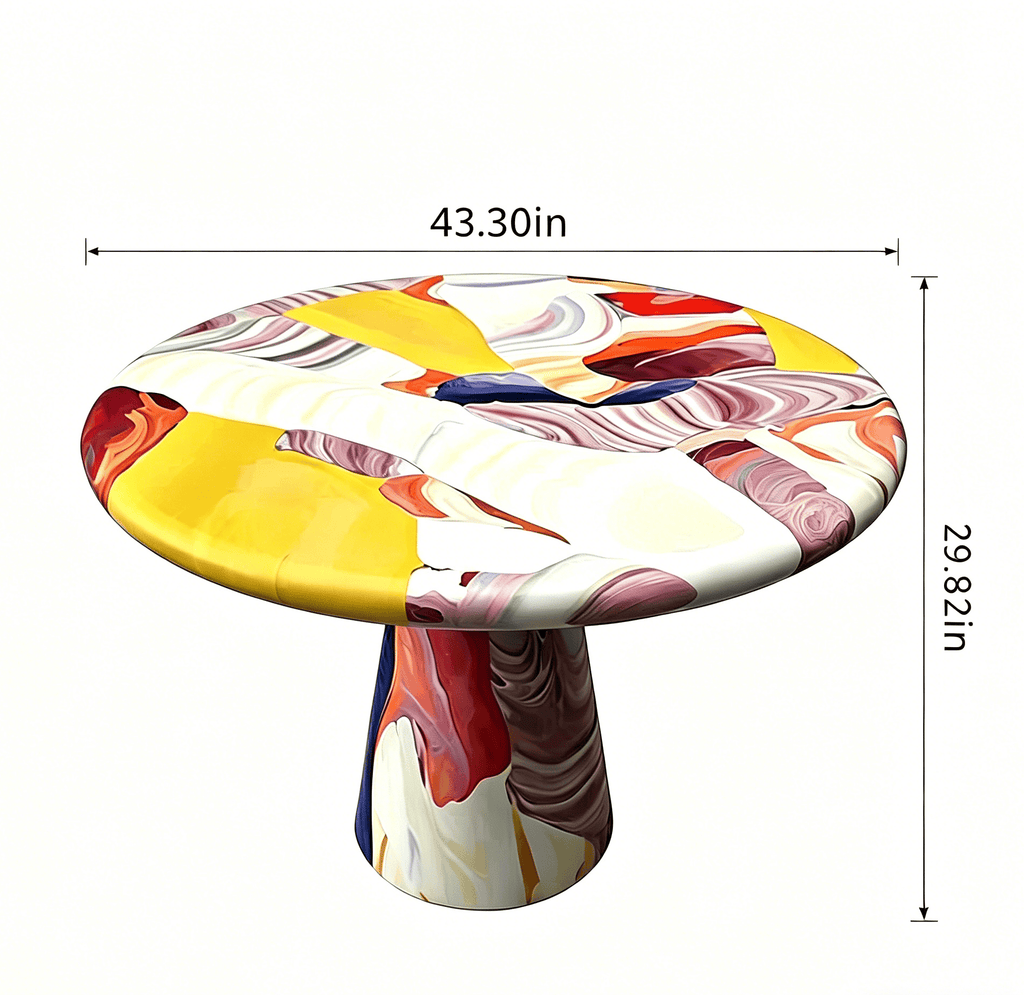 Hand-Painted Artistic Solid Wood Round Dining Table - image 15