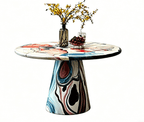 Hand-Painted Artistic Solid Wood Round Dining Table - image 1