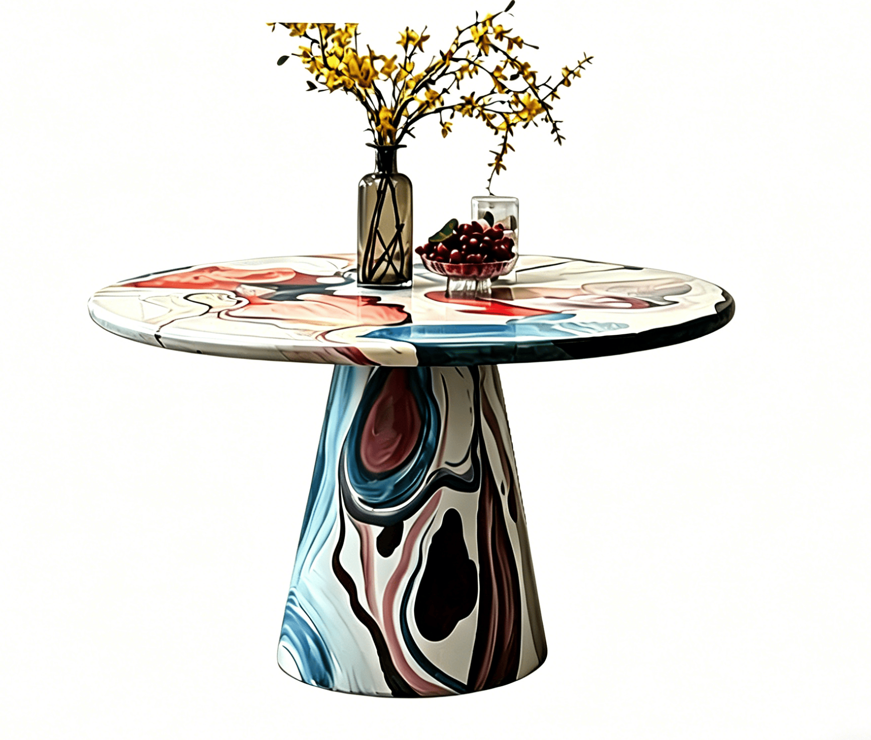 Hand-Painted Artistic Solid Wood Round Dining Table - image 1