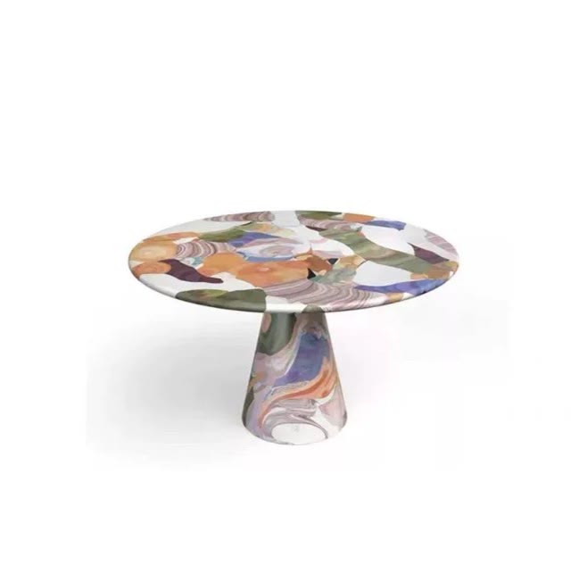Hand-Painted Artistic Solid Wood Round Coffee Table - image 1