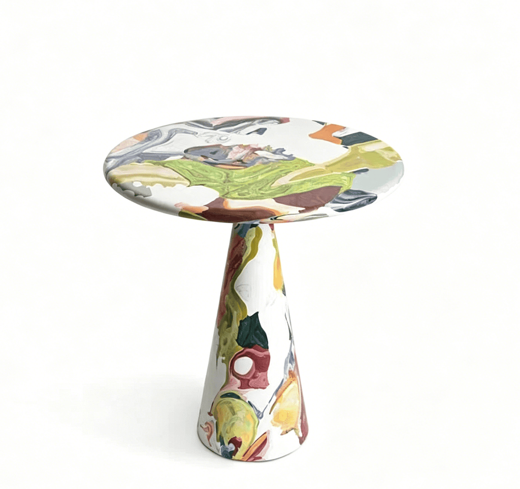 Hand-Painted Artistic Solid Wood Round Coffee Table - image 5