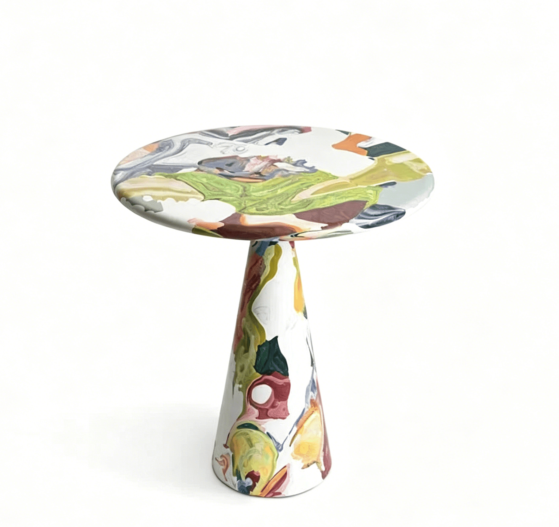 Hand-Painted Artistic Solid Wood Round Coffee Table - image 5