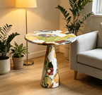 Hand-Painted Artistic Solid Wood Round Coffee Table - image 6