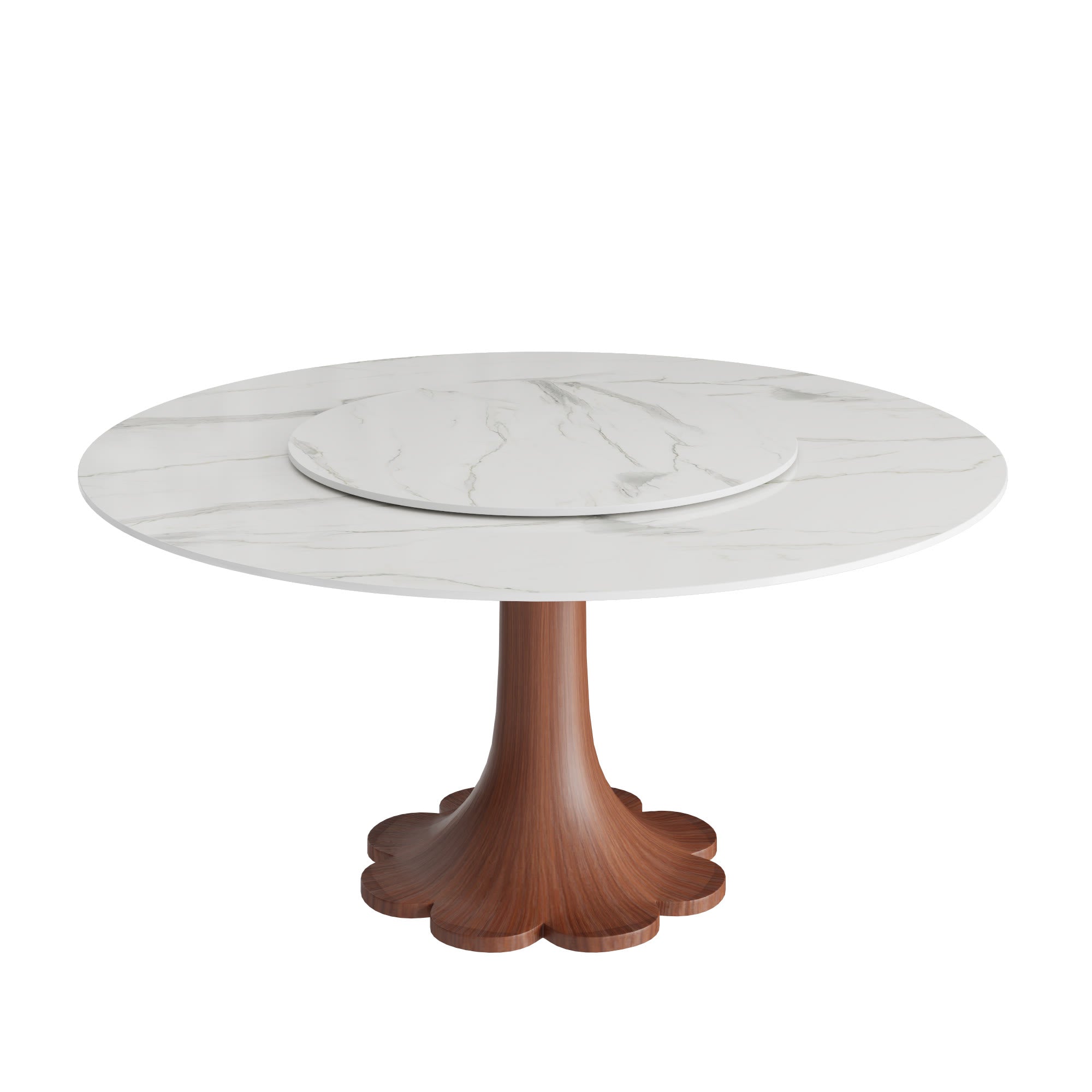 Liora Farmhouse-Style Red Walnut Floral-shape Solid Wood Pedestal Round Dining Table  - image 59