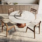 Liora Farmhouse-Style Red Walnut Floral-shape Solid Wood Pedestal Round Dining Table  - image 61