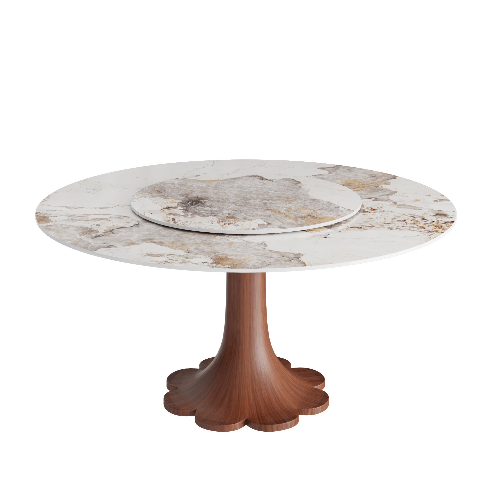 Liora Farmhouse-Style Red Walnut Floral-shape Solid Wood Pedestal Round Dining Table  - image 67