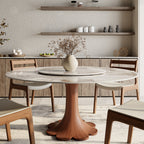 Liora Farmhouse-Style Red Walnut Floral-shape Solid Wood Pedestal Round Dining Table  - Pandora - with Lazy Susan - 59" Table - image 66