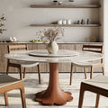 Liora Farmhouse-Style Red Walnut Floral-shape Solid Wood Pedestal Round Dining Table  - Pandora - with Lazy Susan - 59" Table - image 53