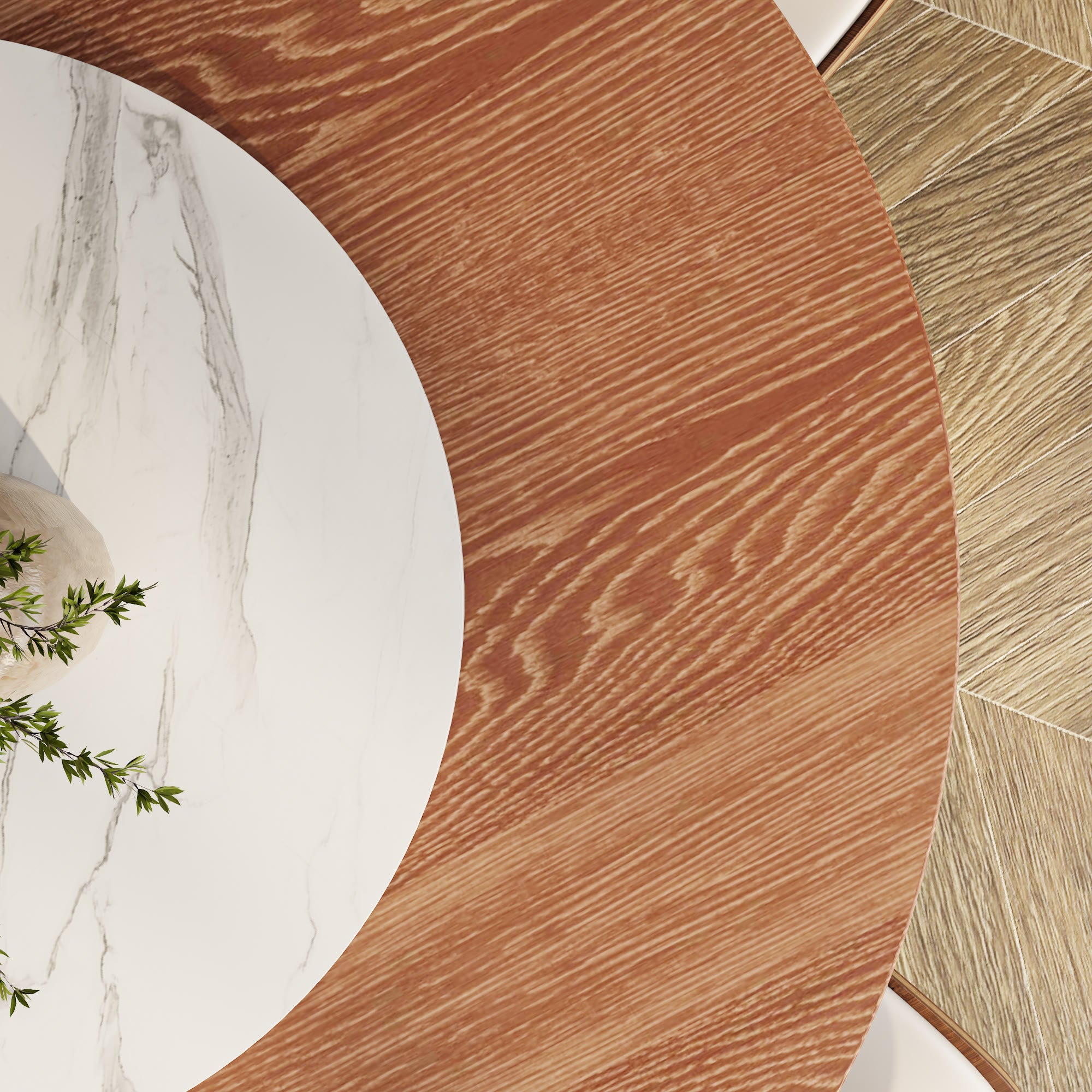 Liora Farmhouse-Style Red Walnut Floral-shape Solid Wood Pedestal Round Dining Table  - image 90