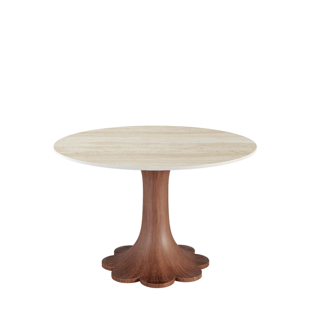 Liora Farmhouse-Style Red Walnut Floral-shape Solid Wood Pedestal Round Dining Table  - image 49