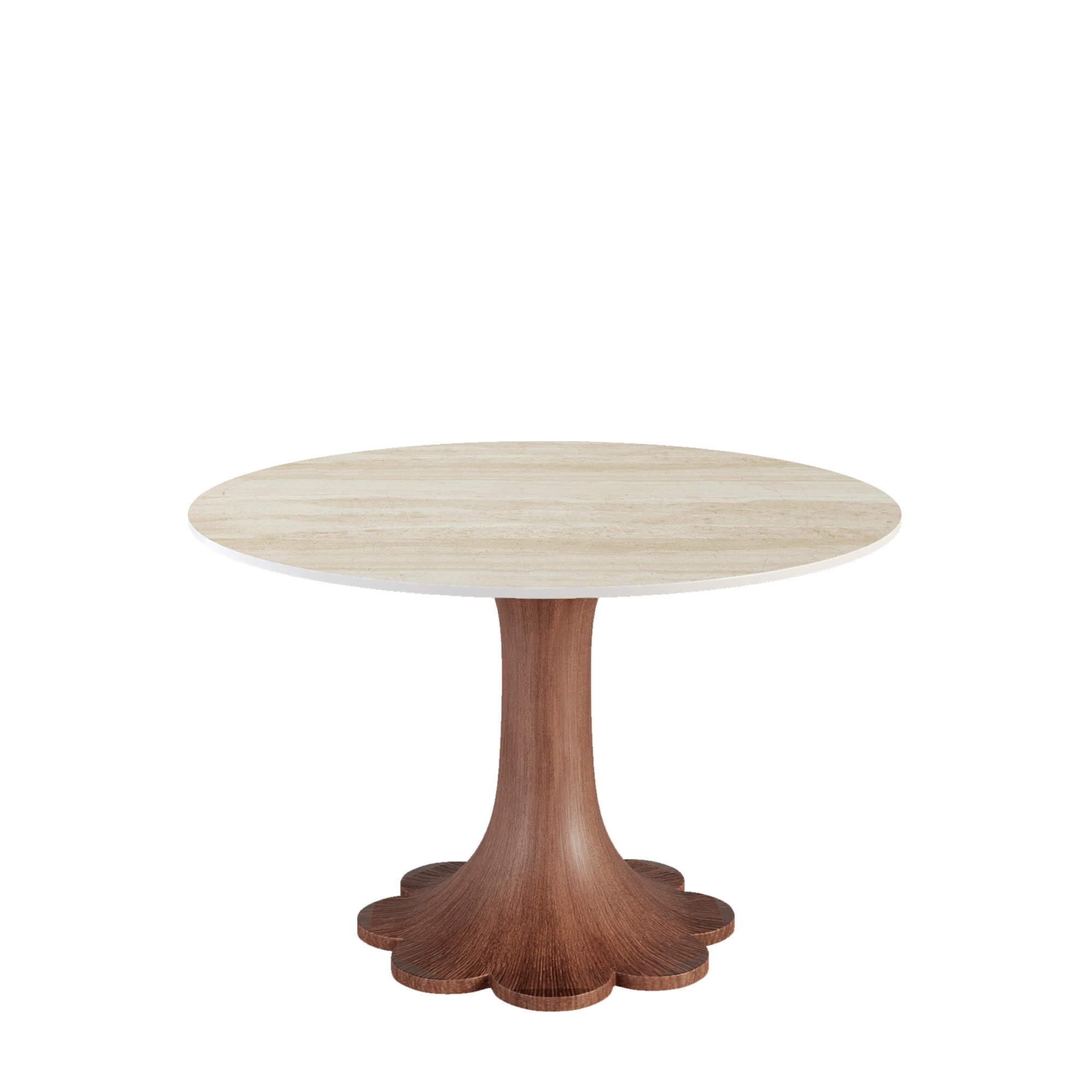 Liora Farmhouse-Style Red Walnut Floral-shape Solid Wood Pedestal Round Dining Table  - image 49