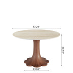 Liora Farmhouse-Style Red Walnut Floral-shape Solid Wood Pedestal Round Dining Table  - image 54