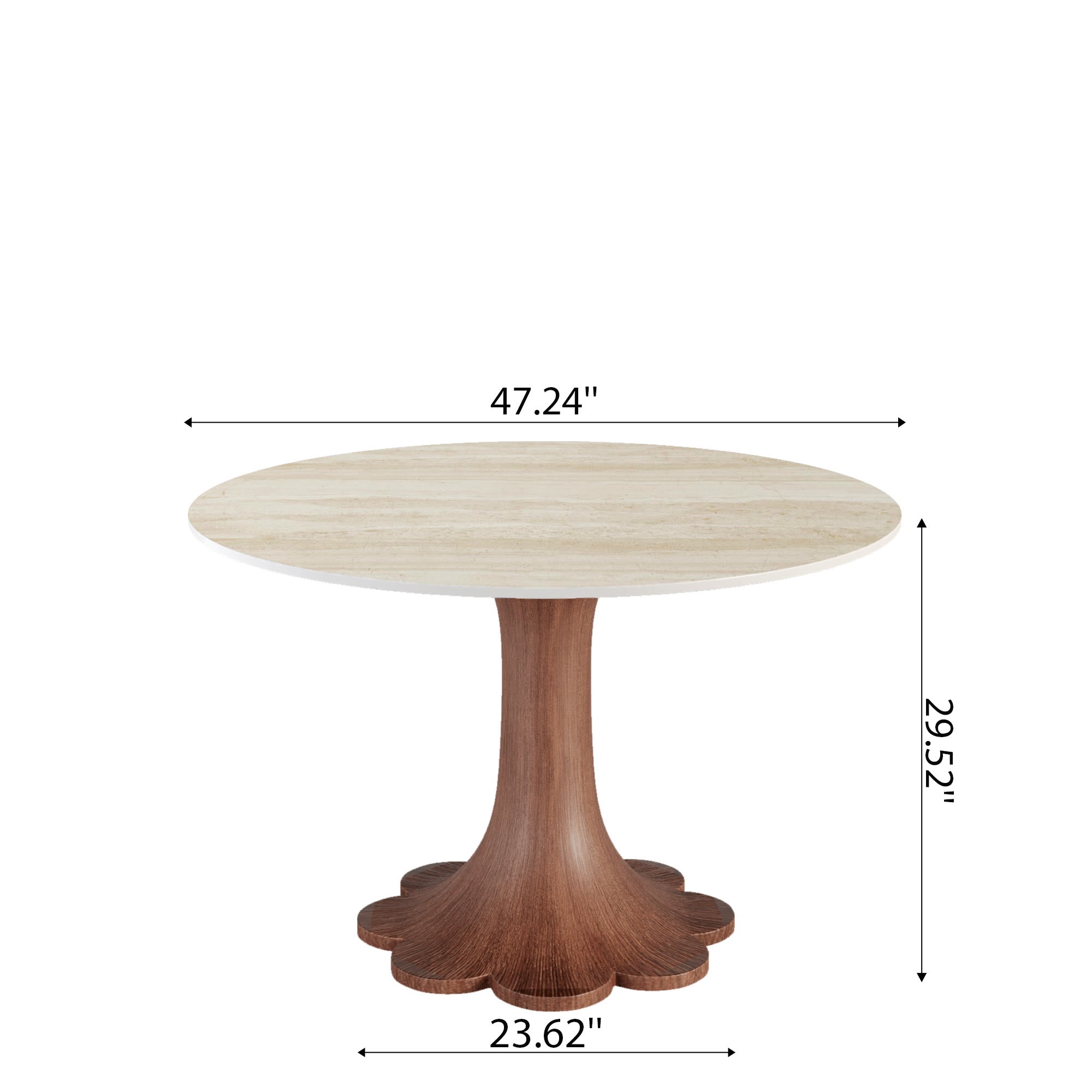Liora Farmhouse-Style Red Walnut Floral-shape Solid Wood Pedestal Round Dining Table  - image 54