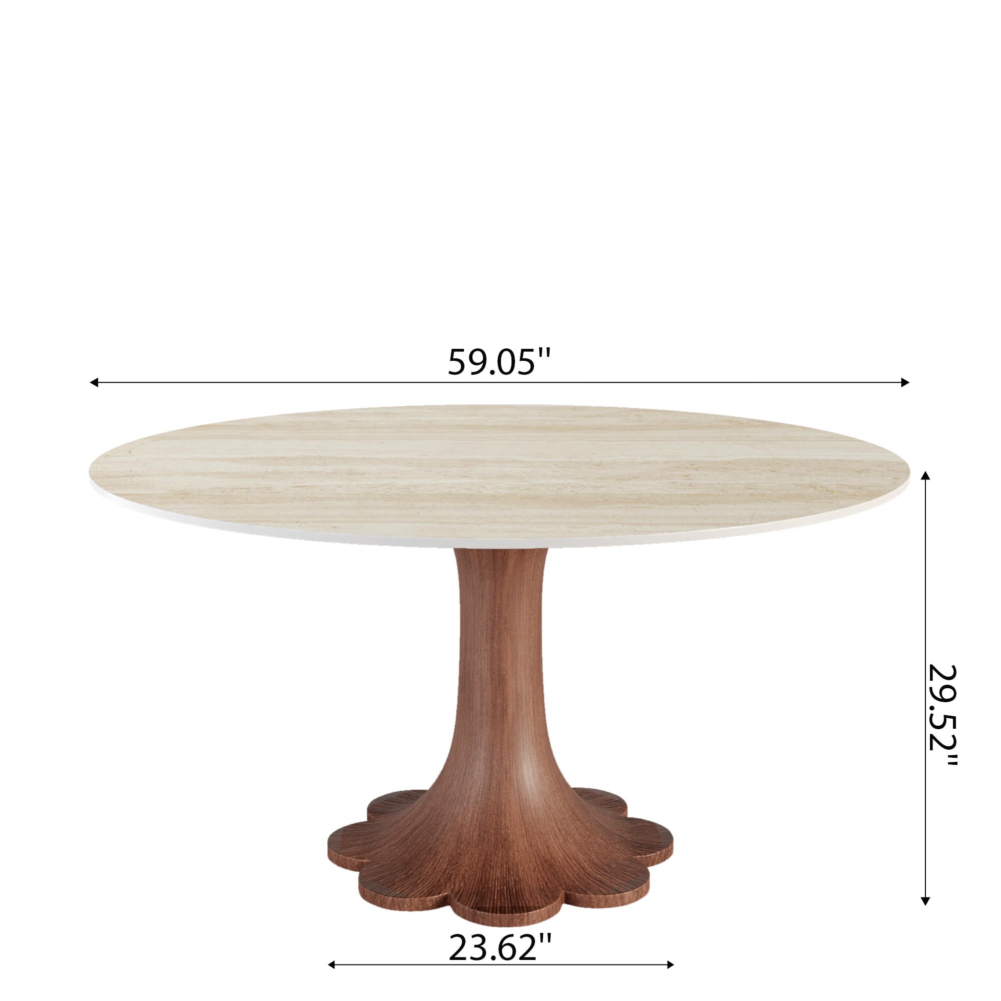 Liora Farmhouse-Style Red Walnut Floral-shape Solid Wood Pedestal Round Dining Table  - image 56