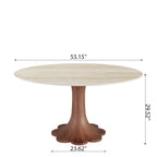 Liora Farmhouse-Style Red Walnut Floral-shape Solid Wood Pedestal Round Dining Table  - image 55
