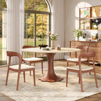 Liora Farmhouse-Style Red Walnut Floral-shape Solid Wood Pedestal Round Dining Table  - image 52