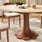 Liora Farmhouse-Style Red Walnut Floral-shape Solid Wood Pedestal Round Dining Table  - image 50