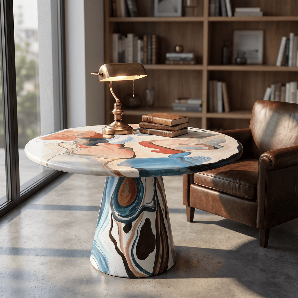 Hand-Painted Artistic Solid Wood Round Dining Table - image 2