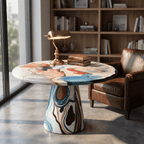 Hand-Painted Artistic Solid Wood Round Dining Table - image 2