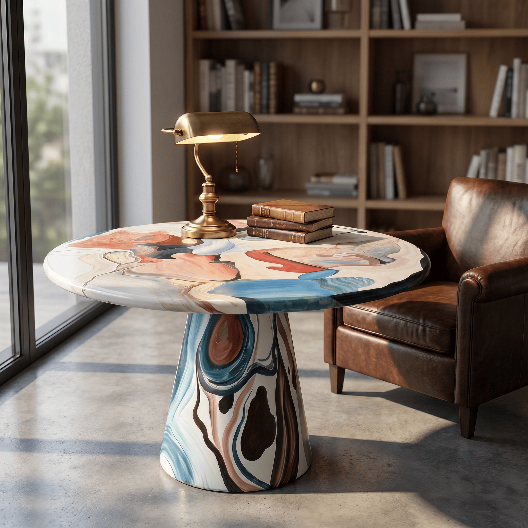 Hand-Painted Artistic Solid Wood Round Dining Table - image 2