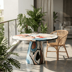 Hand-Painted Artistic Solid Wood Round Dining Table - image 3