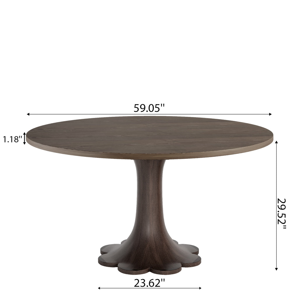 Liora Dark Walnut Round Solid Wood Pedestal Dining Table  - image 18