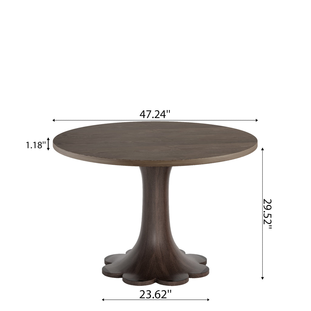 Liora Dark Walnut Round Solid Wood Pedestal Dining Table  - image 16
