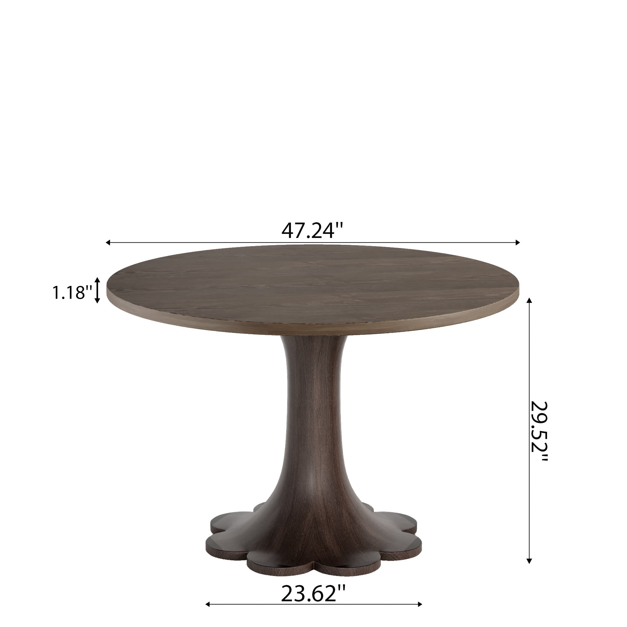 Liora Dark Walnut Round Solid Wood Pedestal Dining Table  - image 16