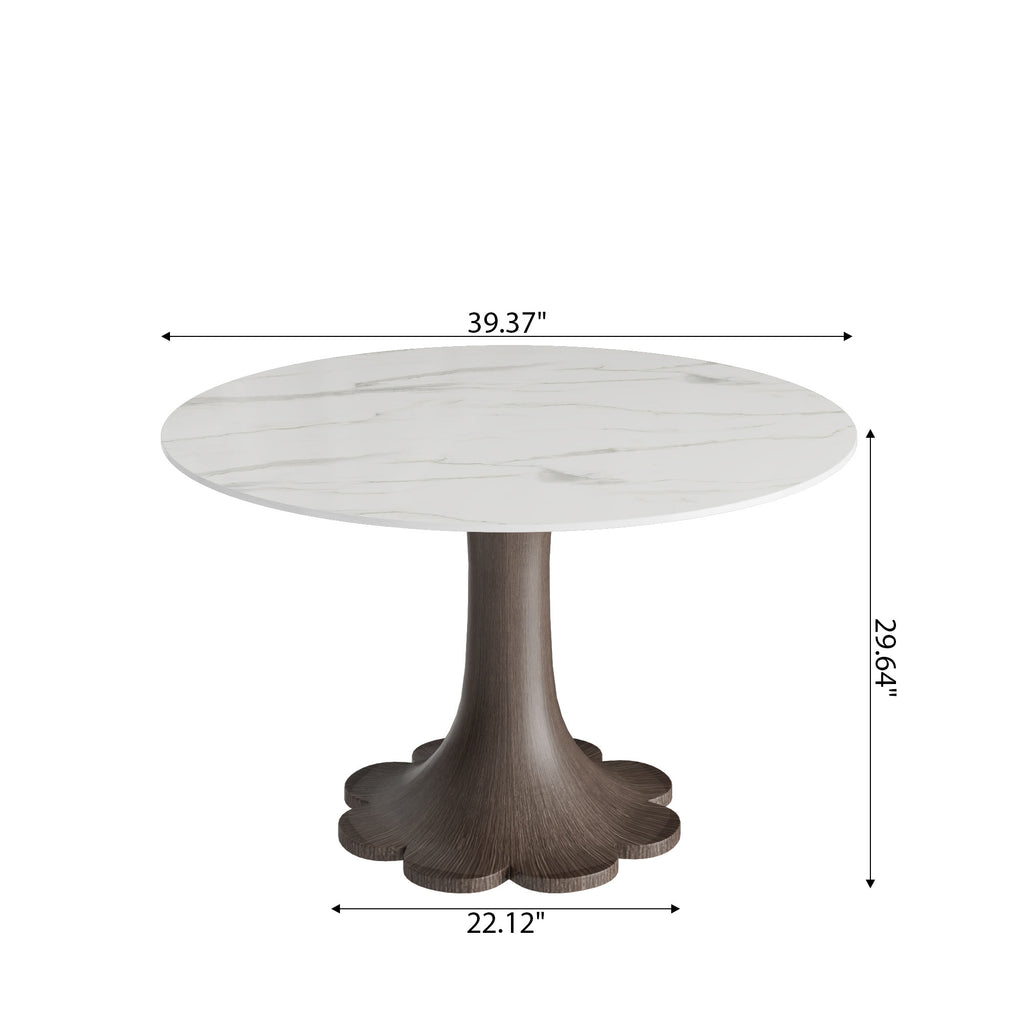 Liora Dark Walnut Round Solid Wood Pedestal Dining Table  - image 5