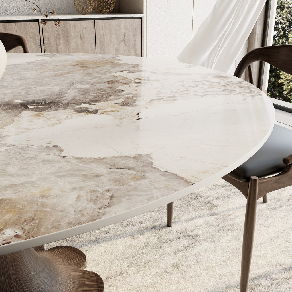 Liora Dark Walnut Round Solid Wood Pedestal Dining Table  - image 22