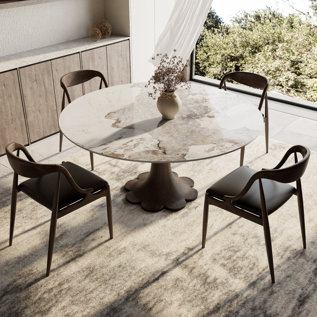 Liora Dark Walnut Round Solid Wood Pedestal Dining Table  - image 23