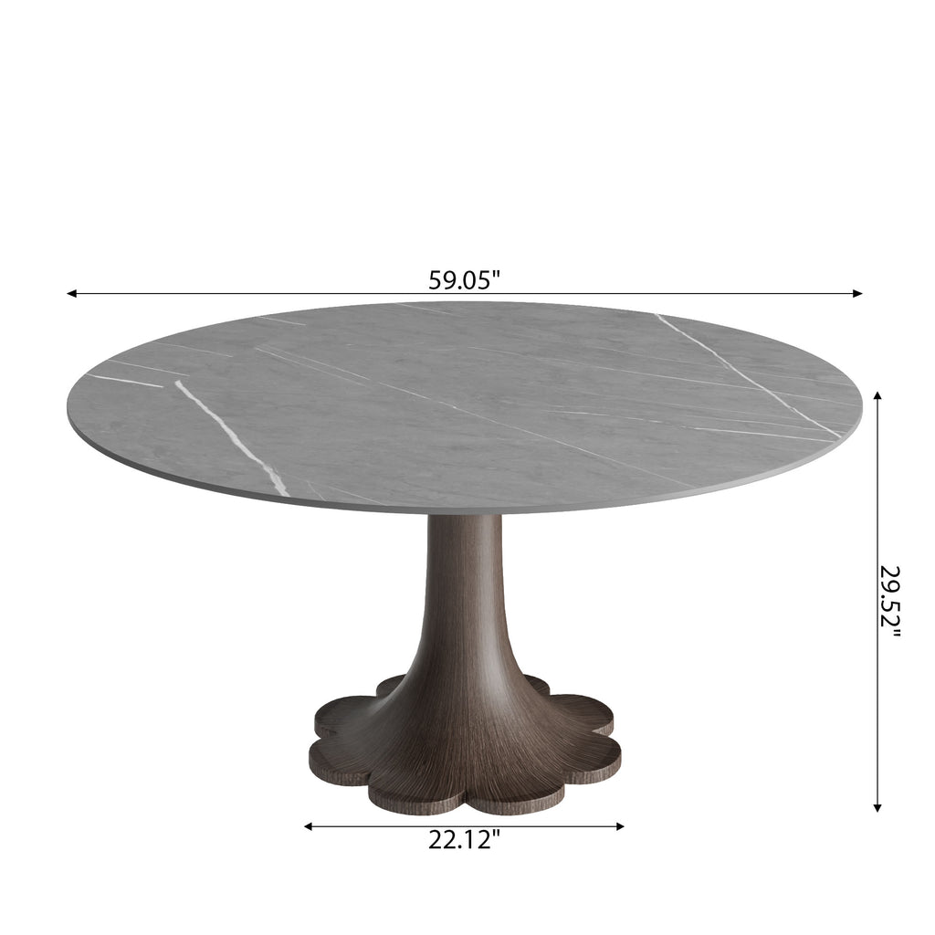 Liora Dark Walnut Round Solid Wood Pedestal Dining Table  - image 49