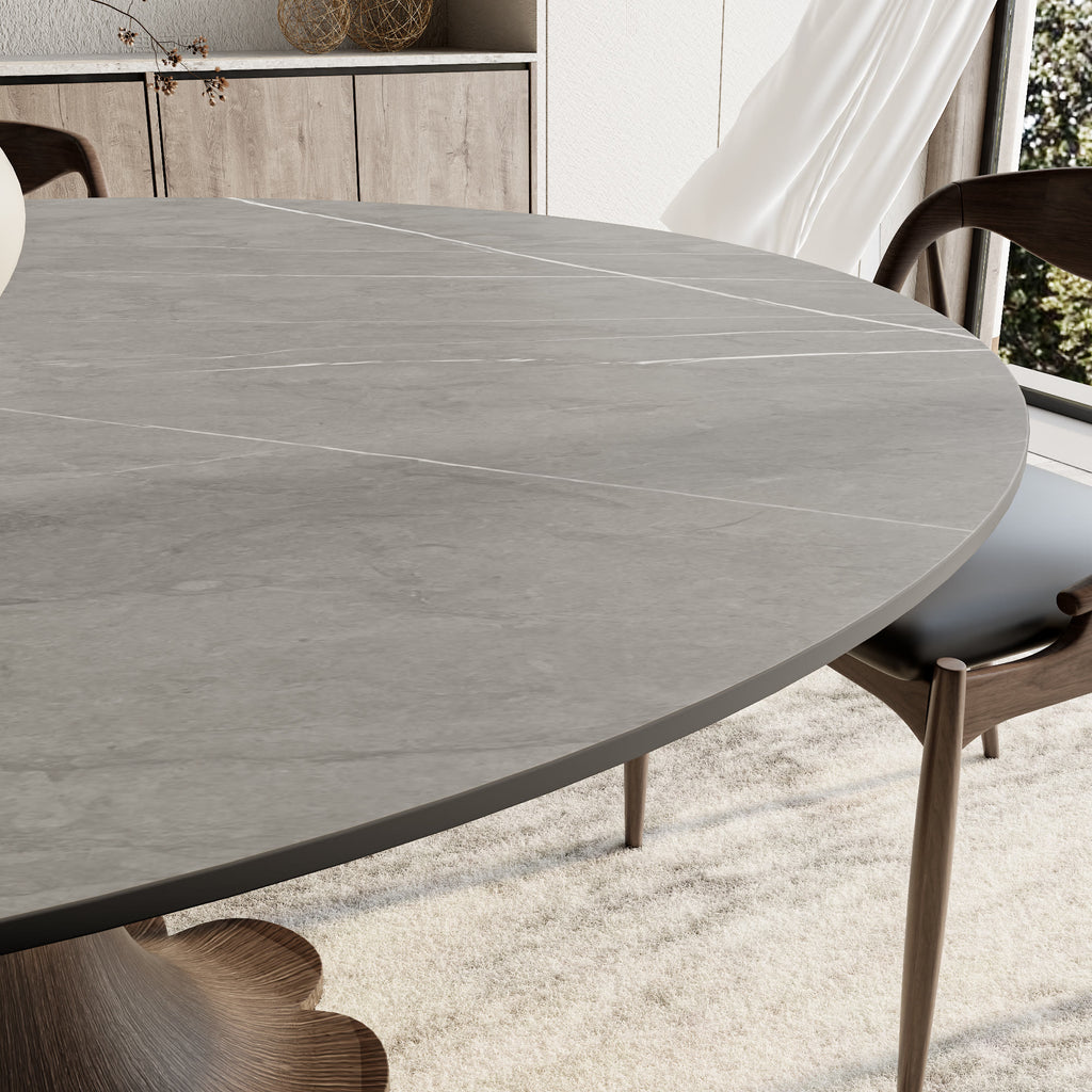 Liora Dark Walnut Round Solid Wood Pedestal Dining Table  - image 44