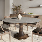 Liora Dark Walnut Round Solid Wood Pedestal Dining Table  - Gray - without Lazy Susan - 59" Table - image 42